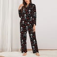 thumbnail image 2 of Honeii Skeleton with Roses print Women's Pajama Sets Long Sleeve Button Down Sleepwear Nightwear Soft Pjs Lounge Sets-X-Large, 2 of 7