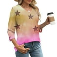 thumbnail image 6 of Cavosen Blouse for Women 3/4 Sleeve V Neck Cute Sweatshirt Star Lightweight Oversized Pullover Soft Spring Orleans Party Tops, 6 of 7