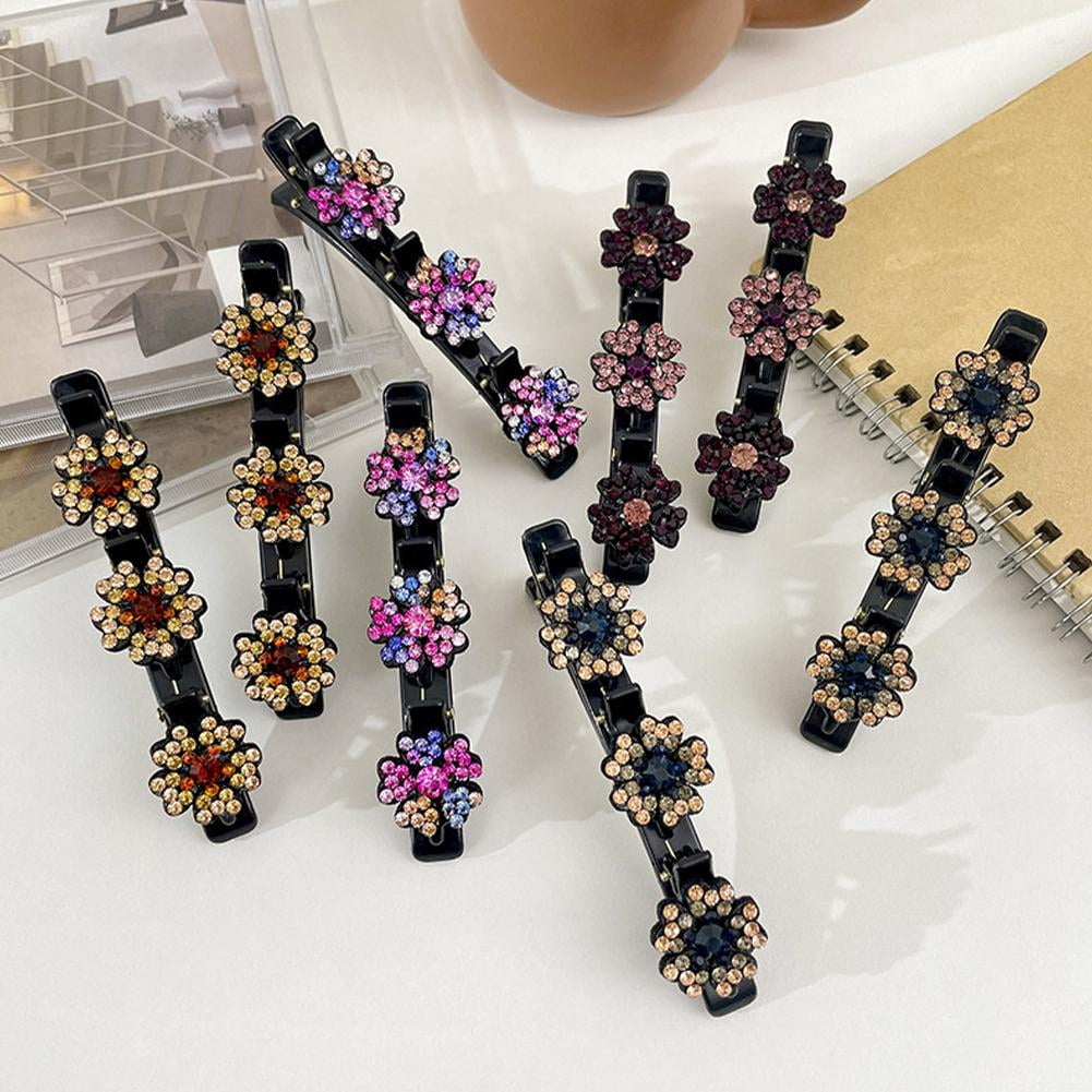 Sparkling Crystal Stone Braided Hair Clips, Double Bangs Hair Clips Braided Hair