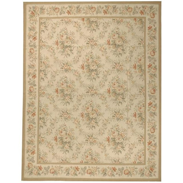 Due Process Stable Trading Aubusson Niort Cream & Cream Square Area Rug, 10 x 10 ft.