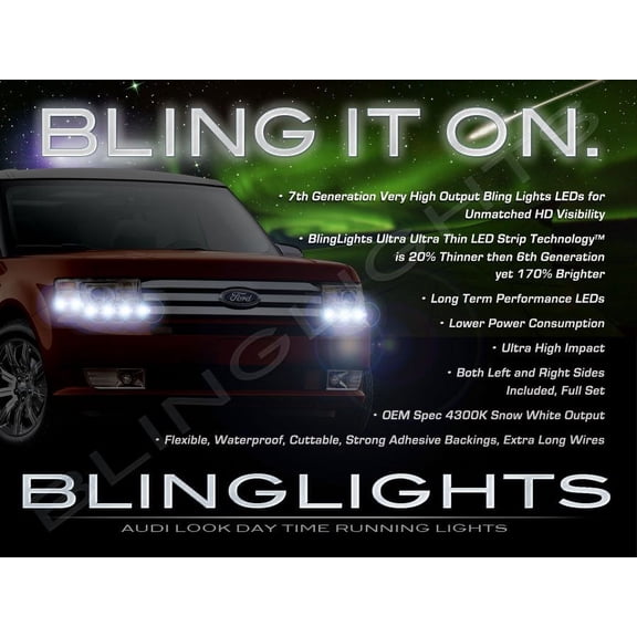 For Ford Flex LED Day Time Running Light Strip Kit Headlamp DRLs