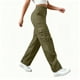 thumbnail image 2 of TaTaai Women's Cargo Hiking Pants Stretchy Waist Button Zipper Pockets Long Pants Outdoor Work Casual Soft Non See Through Tummy Control Athletic Gym Gift, 2 of 8