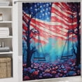 thumbnail image 5 of Independence Day Of The United States Flag Bathroom Sets with Shower Curtain And Rugs, Incl with 12 Hooks，Toilet Lid Oval Rug, 5 of 8
