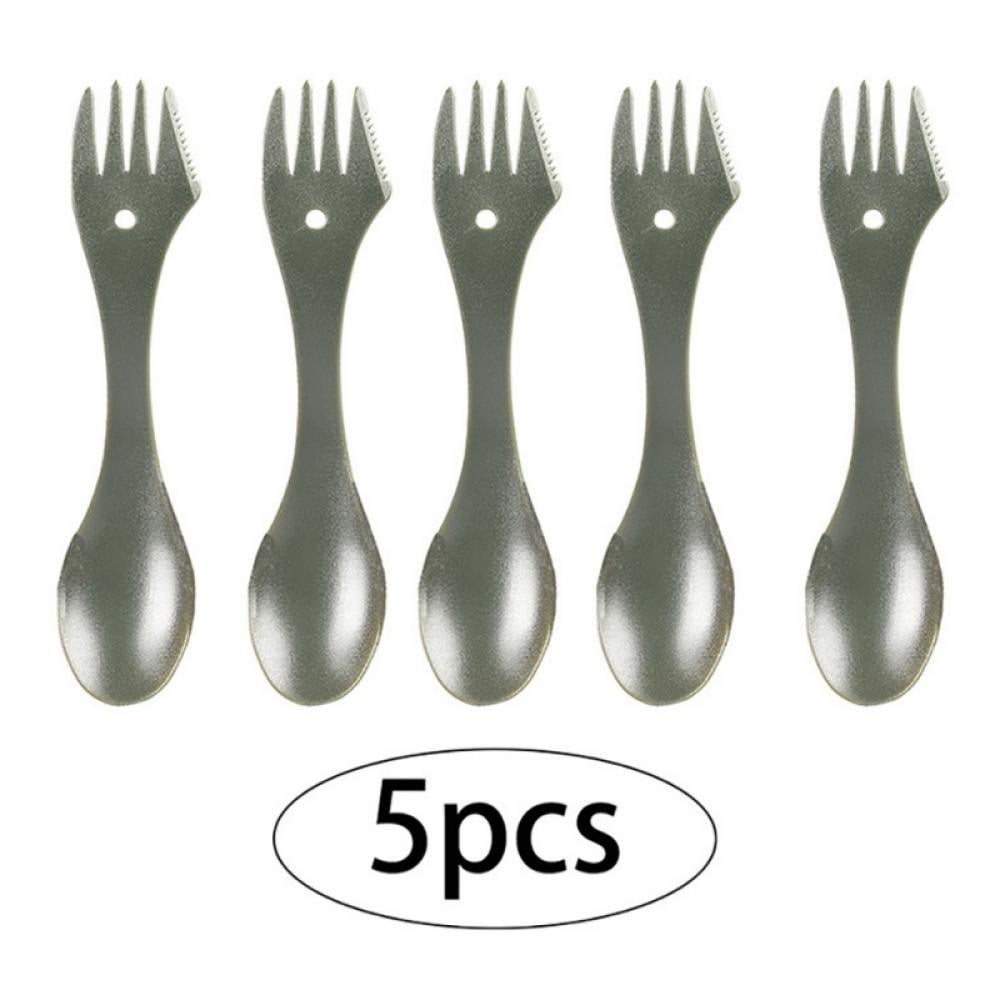 5 Pack Extra Strong Plastic Sporks, Spoon, Fork & Knife Combo Utensil