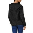 thumbnail image 3 of Women's Raincoats Waterproof with Hood Lightweight Rain Jackets Windbreaker Trench Coat with Pockets for Outdoor S Black, 3 of 6