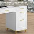 thumbnail image 4 of DreamCurship 57" Computer Desk with Storage, White and Gold with 7 Drawers, Executive Desk with File Drawers, Home Office Desk for Home Office, White and Gold, 4 of 6