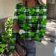 thumbnail image 2 of ASDFVBKG Women St Patrick's Day Shirts: Fashion Crew Neck Basic Long Sleeve Slim Fitted Shirts Ribbed Shamrock Comfy Tees Dark Green L, 2 of 6