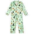 thumbnail image 4 of WhouRiu Girls Halloween Graphic Pajamas Flat Collar Long Sleeve Button Up Shirts And Pants Pajama Set 2 Piece Kids Cozy Cute Sleepwear,13-14 Years, 4 of 4