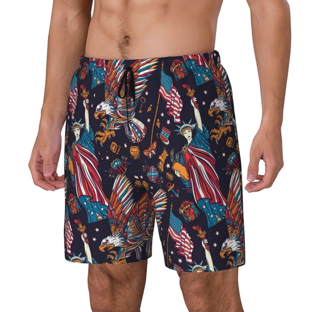 Fotbe United States Of America Traje de Baño para Hombre – Shorts de Natación de Secado Rápido con Forro y Bolsillos-Small