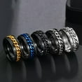 thumbnail image 3 of EOEMY Cool Stainless Steel Rotatable Men Ring Spinner Chain Punk Women Party Jewelry-12-Gold-1, 3 of 9