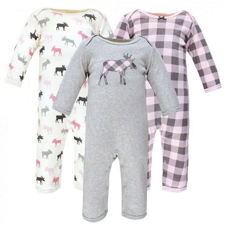 UPC: 0660168173833 | Hudson Baby Infant Girl Cotton Coveralls Pink Moose 0-3 Months
