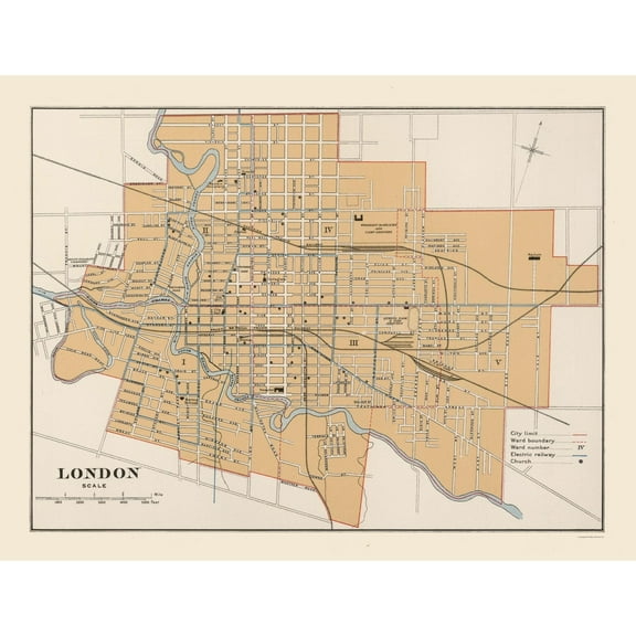 Historic Map - London Canada - Chalifour 1915 - 30.14 x 23 - Vintage Wall Art