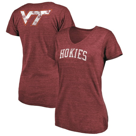 Women’s Fanatics Branded Maroon Virginia Tech Hokies Slab Serif Space Dye Tri-Blend V-Neck T-Shirt