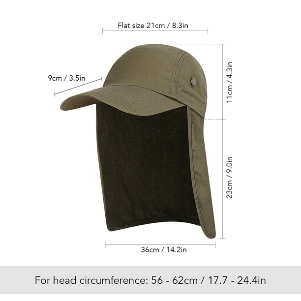 Men UPF 50+ Sun Protection Cap Wide Brim Fishing Sun Cap Hat with Neck Flap  