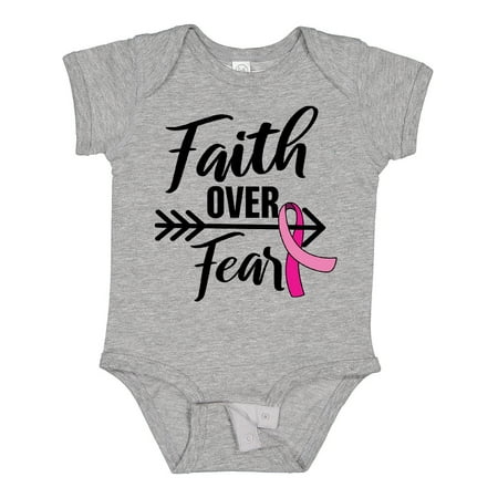 

Inktastic Breast Cancer Awareness Faith over Fear with Pink Ribbon and Arrow Gift Baby Girl Bodysuit