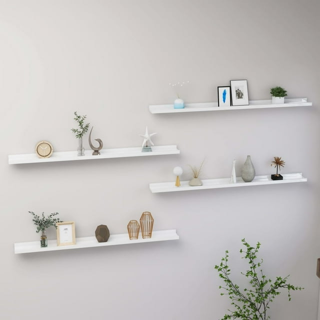 vidaXL Étagères Murales 4 Pcs Blanc Brillant 100x9x3 cm