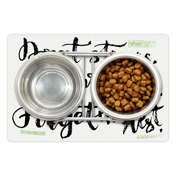 Saying Pet Mat for Food and Water, Sketched Do Not Stress Do Your Best Forget the Rest Motivational Text, Non-Slip Rubber Mat for Dogs and Cats, 18" X 12", by Ambesonne