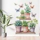 thumbnail image 1 of Adhesivo de pared con plantas suculentas en maceta con mariposas, 30 x 40 cm, 1 of 4