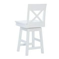 thumbnail image 3 of Pemberly Row Sturdy Solid Rubberwood Swivel X Back 24" Counter Stool in White, 3 of 10