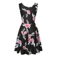 thumbnail image 5 of TIHLMK Summer Dress for Women Women Casual Sleeveless Dress O-neck Flower Print Knee-Length Beach Dress, 5 of 9