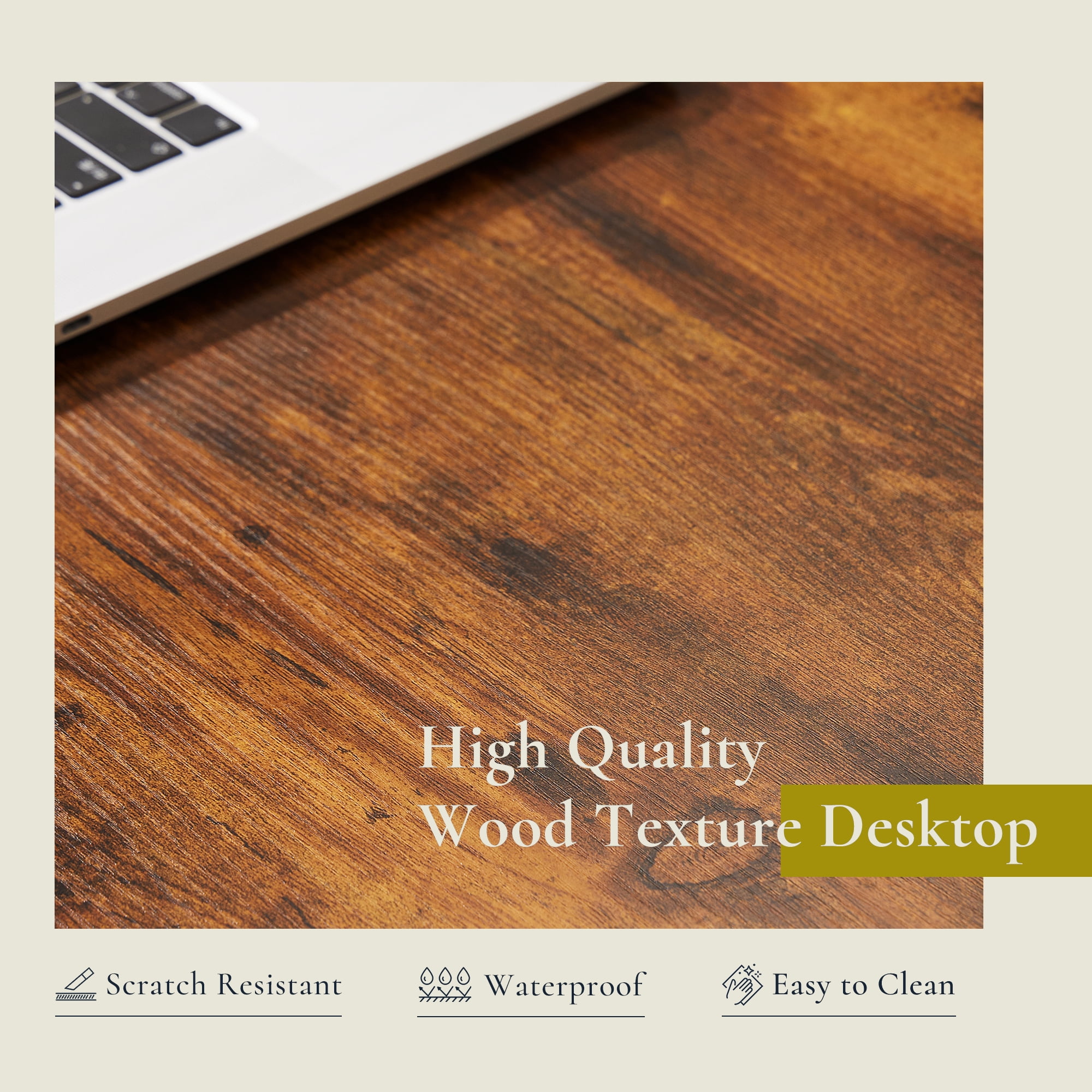 CONCETTA Modern L-Shaped Desk, Computer Desk Sleek Design, Spacious Workspace, Rust