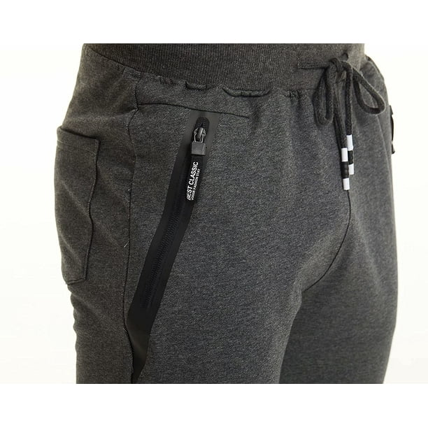 Men's 3/4 Jogger Capri Pants with Zipper Pockets Knee Length