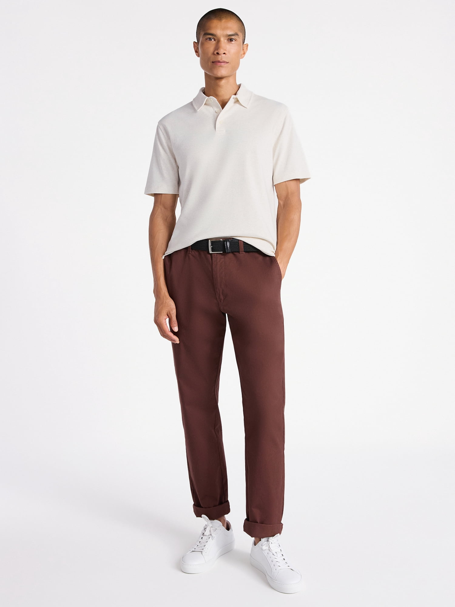 Free Assembly Mens Cotton Polo Shirt with Short Sleeves, Sizes XS-3XL