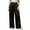 Black, variant on Women's Silky Satin Wide Leg Pants, High Elastic Waist, Side Pocket Loungewear Trousers for Home Hot Pink XXL