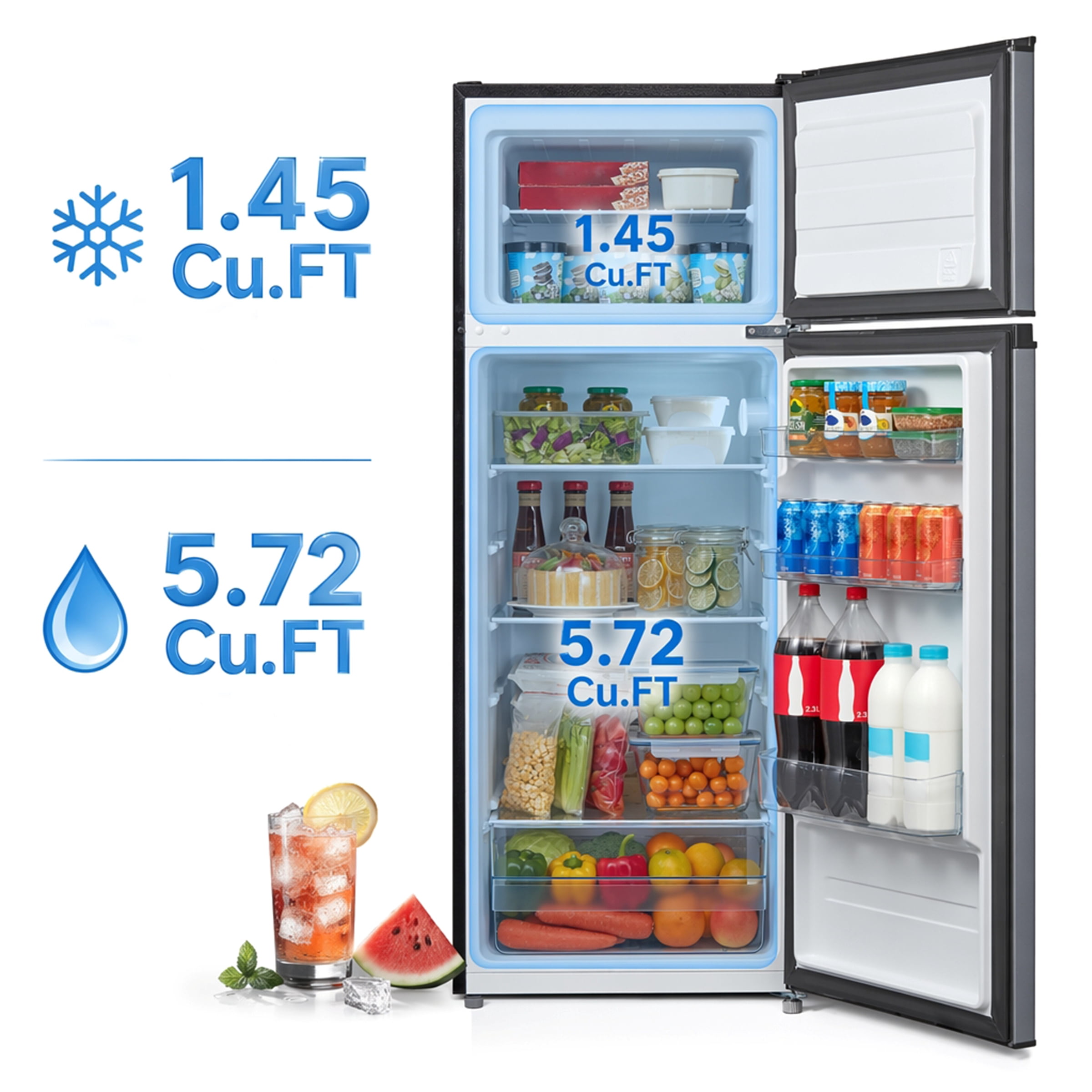 Mainstays 7.2 cu. ft. Energy Star 2-Door Refrigerator/Freezer with LED Lighting