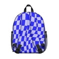 thumbnail image 3 of Blue Wavy Checkered Pattern Backpack for School, Cute School Bag with Adjustable Shoulder Straps and Padded Back, 13.8"x11.4"x6", 3 of 5