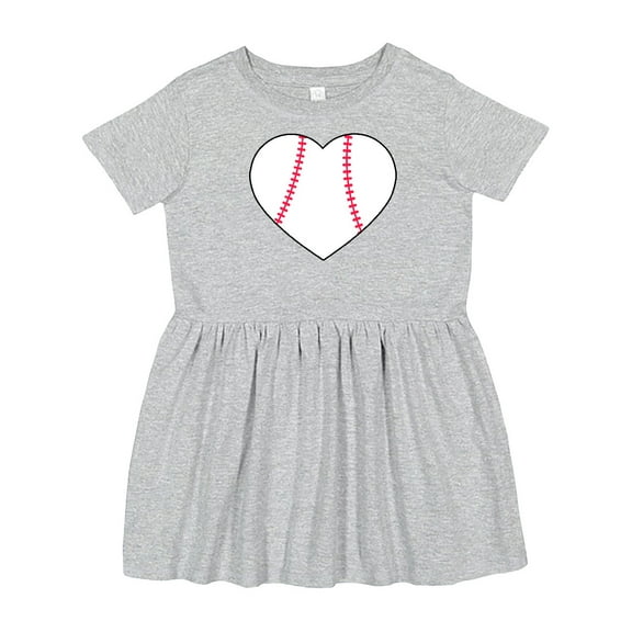 Inktastic Heart Shaped Baseball Girls Toddler Dress