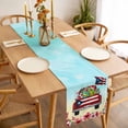 thumbnail image 3 of Table Runner 72 Inches Long for Kitchen Dining, Puerto Rican Flag Dresser Scarf Farmhouse, Dining Table Decorations for Wedding/Parties, Vintage Country Truck Flowers Blue Beige 16 x 72 In, 3 of 8