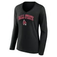 thumbnail image 2 of Women's Black Ball State Cardinals Campus Long Sleeve V-Neck T-Shirt, 2 of 3