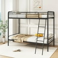 thumbnail image 2 of Demi Bonn Heavy Duty Metal Bunk Bed with Ladder and Safety Guardrails, Bunkbeds for Bedroom, No Box Spring Needed, Black, 2 of 10