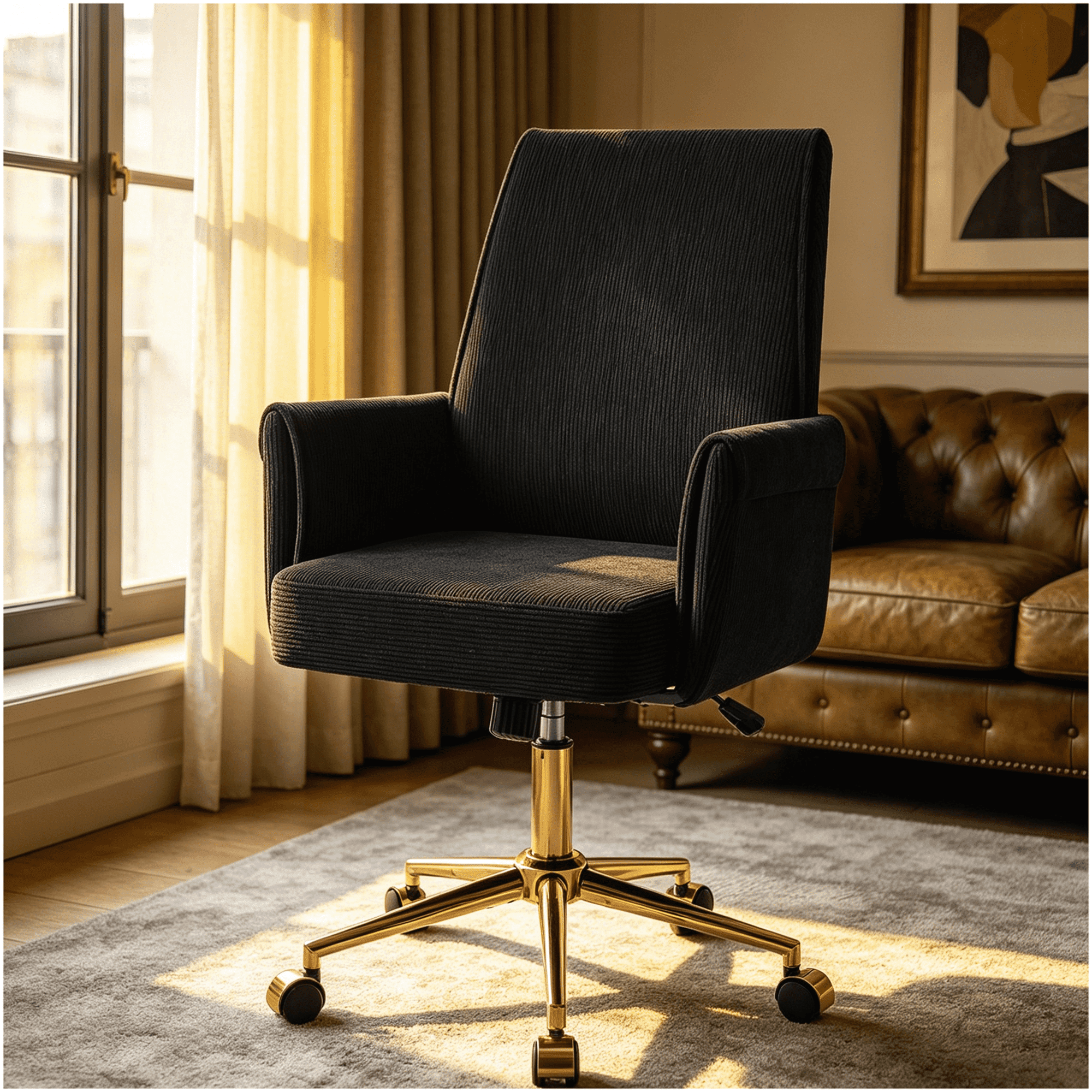 black mid-back ergonomic office chair product