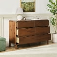 thumbnail image 2 of Walker Edison Modern Solid Wood Curved Edge 6-Drawer Dresser - Brown, 2 of 14