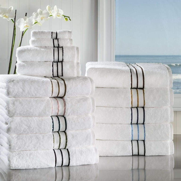 BNM Turkish Cotton Luxury Hotel 12 Piece Washcloth Set, Black
