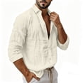 thumbnail image 5 of QATAINLAV Men's Casual Tops Long Sleeve Cotton Gauze Shirts Solid Buttons Down Collared Summer Beach Hippie Shirts Beige L, 5 of 9