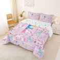 thumbnail image 2 of jejeloiu Magical Unicorn Monogram F Full Size Comforter Sets For Girls,Rainbow Personalized Initial Theme Kids Bedding Sets,Colorful Stars Reversible,3pcs, 2 of 7