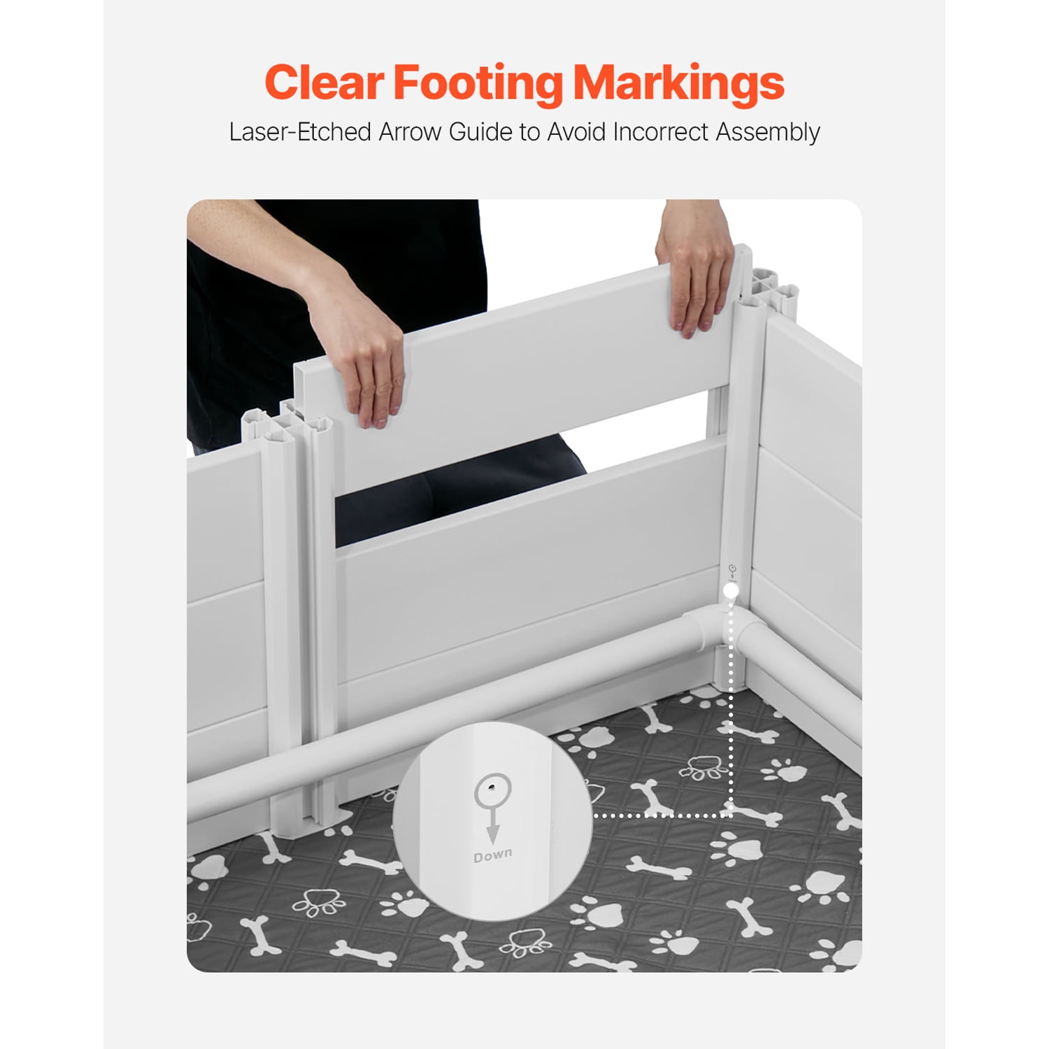 KFFKFF Durable Whelping Box for Dogs, 60 x 60 x 24 inch, Plastic PVC Puppy Playpen with Adjustable Door Height and Washable Pad, Indoor Play Area for Large Breed Puppies, Milk White