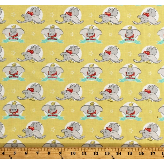 Cotton Dumbo the Flying Elephant Dumbo in the Circus Children's Kids Yellow Disney Cotton Fabric Print by the Yard (85160206-02)
