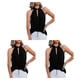 thumbnail image 1 of Blusa sin mangas para mujer Qarigey suéter informal cuello de lazo Top de verano Negro SG 3Conjunto, 1 of 6