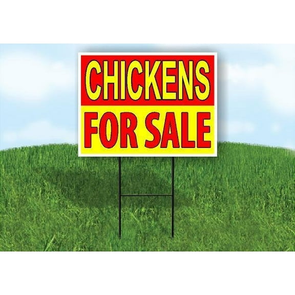 CHICKENS FOR SALE RED YELLOW 18 in x 24 in Yard Sign Road Sign with Stand