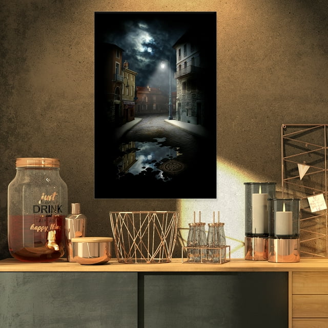 Collage de Rue de Nuit - Impression sur Toile Paysage