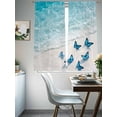 thumbnail image 3 of Summer Ocean Sheer Curtains 72 Inch Long 2 Panels, Beach Nautical Blue Butterfly Bug Light Filtering Rod Pocket Curtains, Sheer Voile Drapes for Living Room Bedroom, 52"x72", 3 of 8