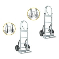 2 Pack 600 lbs Aluminum Hand Truck Heavy Duty Dolly with P Handle & 10" Caster Wheels - Hand Truck with Skid Bars & Vertical Loop Handle - 52.3" x 17.5" with 19.3" x 7.5" Nose Plate