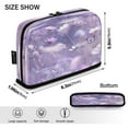thumbnail image 3 of Standing Pencil Case with Base Large Capacity Stationery Pouch Pen Bag with Zipper for Women Men Purple and White Field Of Wildflower, 3 of 7