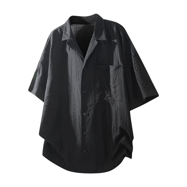 pstuiky camisetas de hombre, Camisa informal de verano con solapa y botones, color liso, para hombre ropa de hombre xl