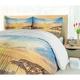 thumbnail image 5 of Ambesonne Summer Duvet Cover Set, Sandy Beach with Sunrise, Queen, Tan Blue, 5 of 6