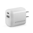 thumbnail image 1 of HyperGear Chargeur Mural Concentrateur 30W à Double Port USB-C PD (30W Max) et USB-A (18W Max) - Blanc, 1 of 3